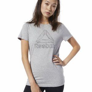 Reebok Graphic Series Crew T Shirt Damen - Grau - DE 875-BVH